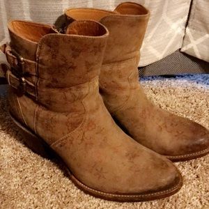 Catalina-Brown Floral Printed Shortie Ankle Bootie